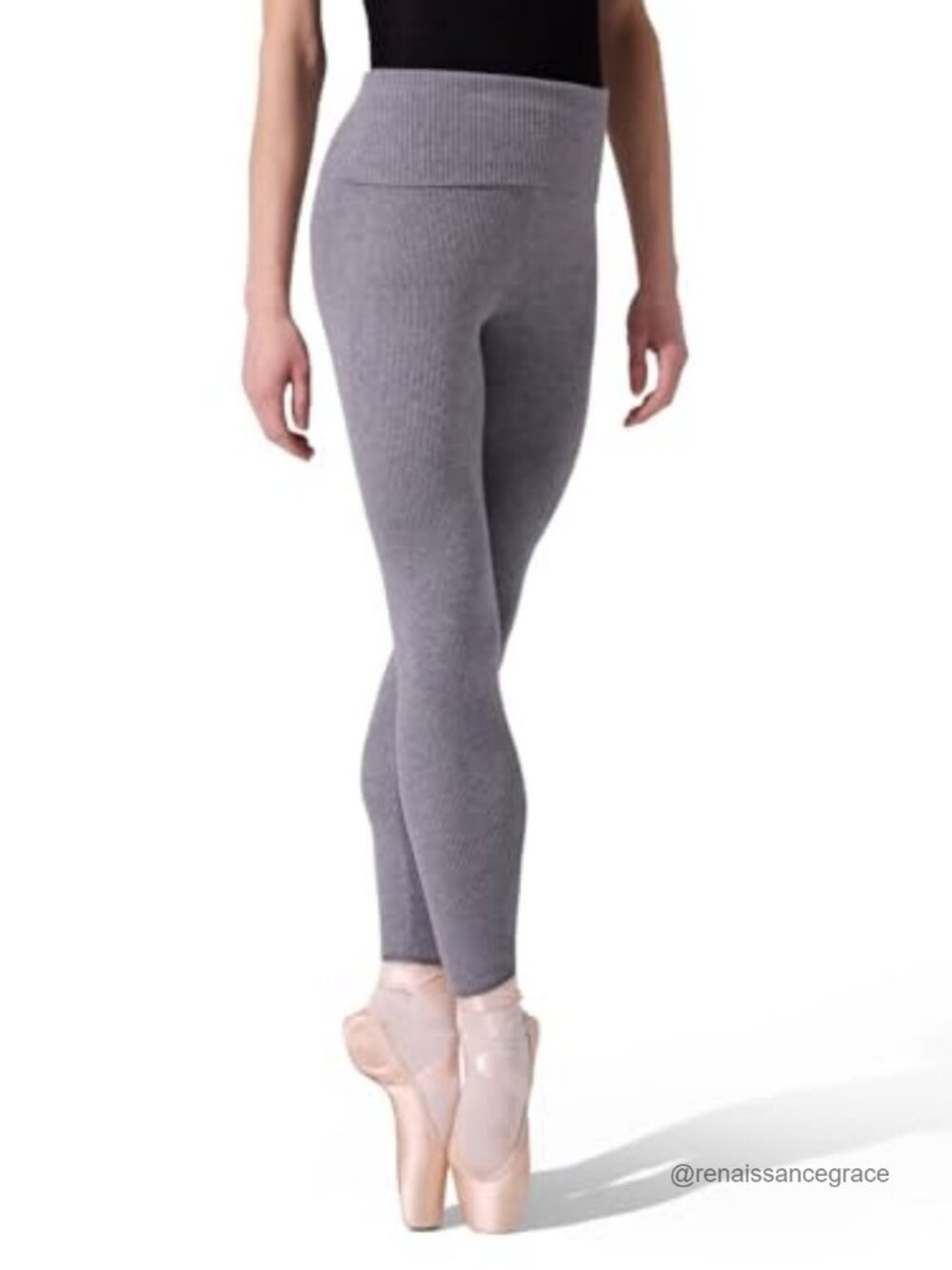 Ribbed Sweater Leggings Fold-Over Waist Dance Tights